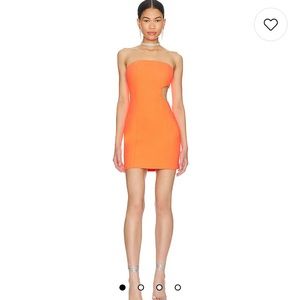 Cutout orange, strapless mini dress